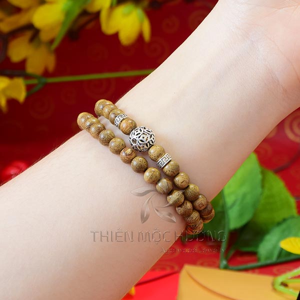 Peace agarwood beaded bracelet