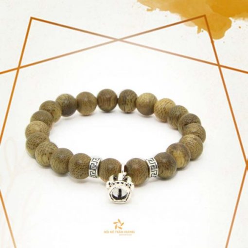 Crown agarwood beaded bracelet with silver s925 classic - Thien Moc Huong