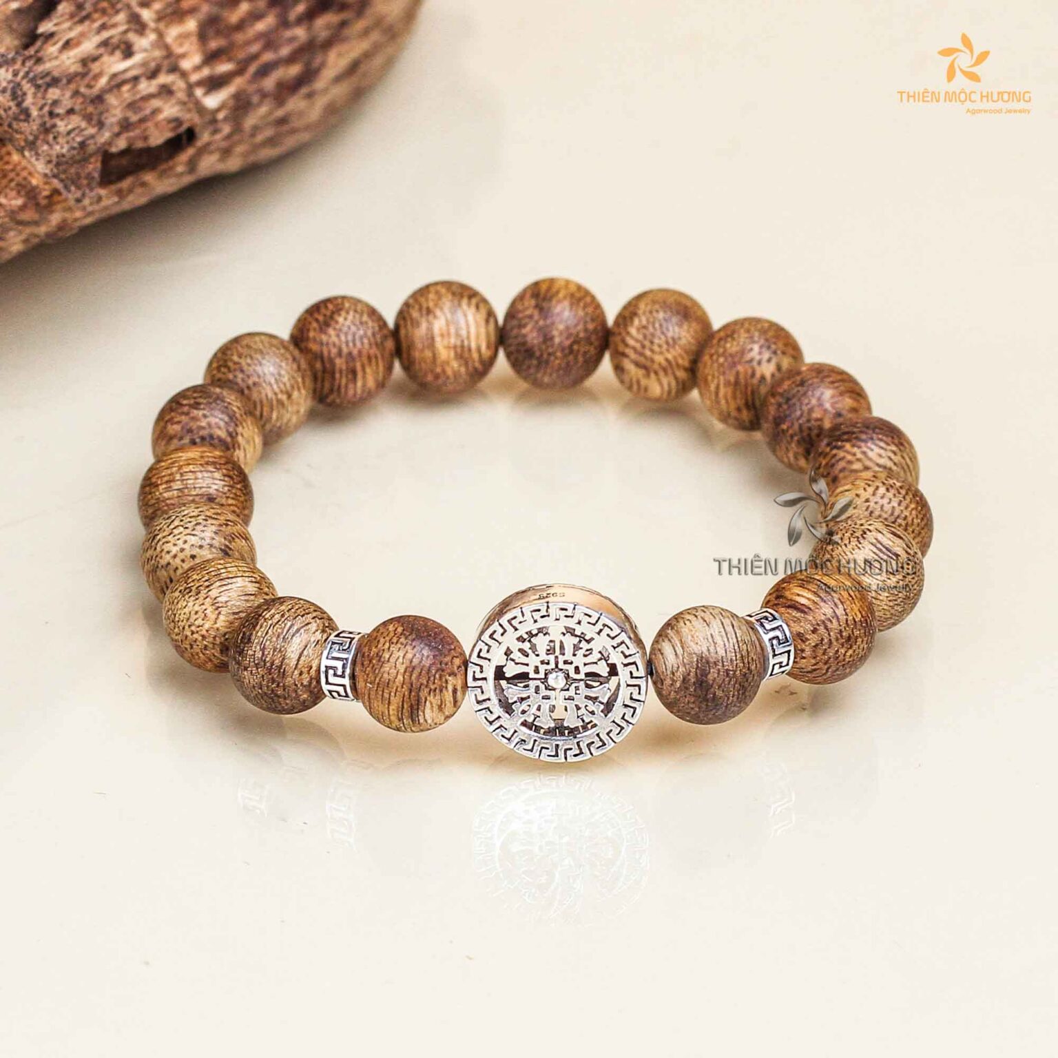 Four-leaf Agarwood Bracelet with Silver S925 - Vietnamese Toc Agarwood