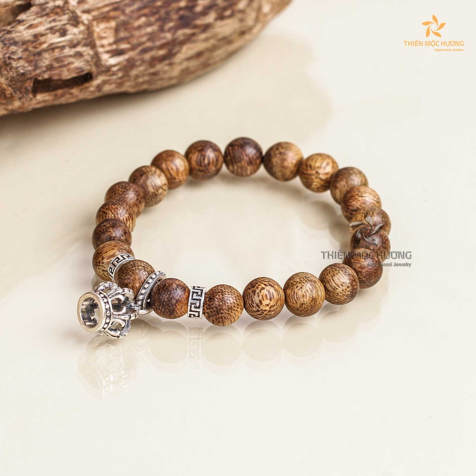 Peace Agarwood beaded bracelet with Silver S925