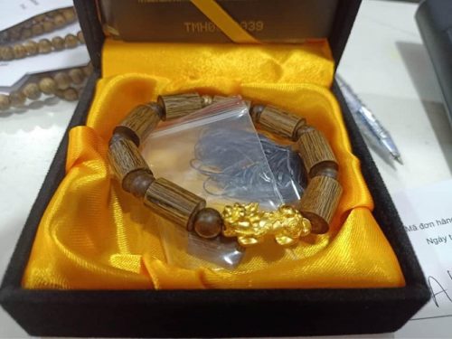 Pixiu agarwood beaded bracelet with 24k gold charm - classic photo review
