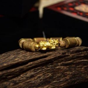 Gold Pillar Pixiu Agarwood Bracelet