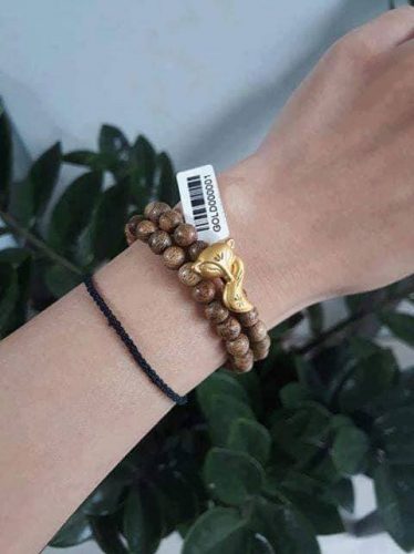 Double round nine-tailed fox agarwood beaded bracelet with 24k gold - classic photo review