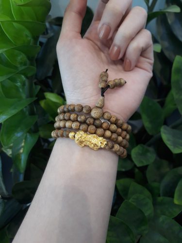 Pixiu 108 beads agarwood bracelet with 24k gold - classic photo review