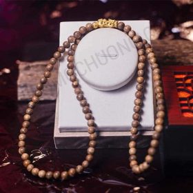 Pixiu 108 beads agarwood bracelet with 24k gold - classic