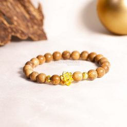 Single round lotus agarwood bracelet with 24k gold - classic