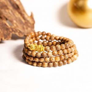 Pixiu 108 beads agarwood bracelet with 24k gold - classic