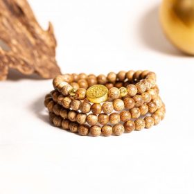 Four-leaf 108 beads agarwood bracelet 24k gold - classic - Thien Moc Huong