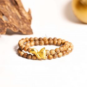 Thien Moc Huong Agarwood - Double round Nine-tailed Fox Bracelet with 24k Gold - Classic