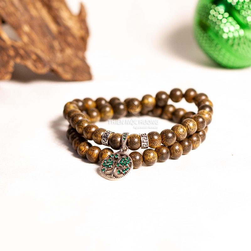 Family tree agarwood beaded bracelet with Silver S925 - Classic