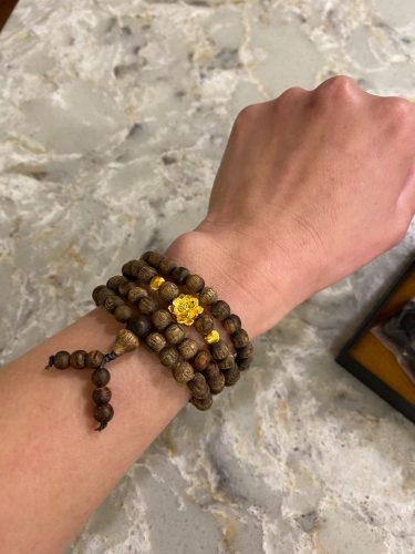 Pixiu 108 beads agarwood bracelet with 24k gold - classic photo review