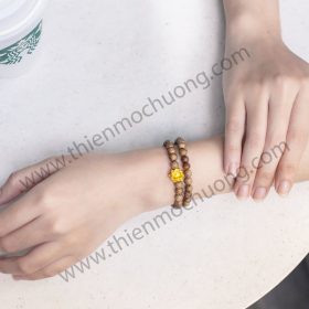 Double round lotus agarwood beaded bracelet with 24k gold- classic