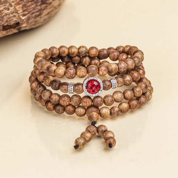 Agarmoon 108 beads mala Agarwood Bracelet - Red - Vietnamese Toc Agarwood