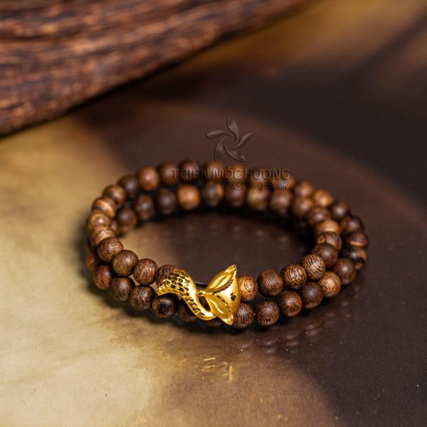 agarwood beads with 24k gold