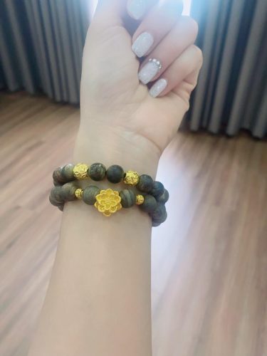 Philippines double-round lotus agarwood beaded bracelet with 24k gold- classic photo review