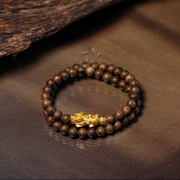 Philippines double round pixiu agarwood beaded bracelet
