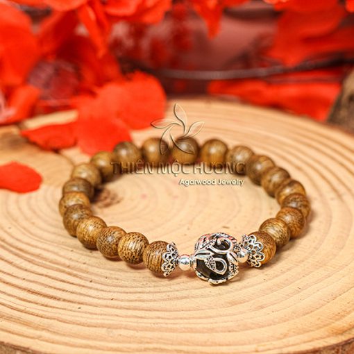 Narcissus agarwood bracelet with silver s925 - Thien Moc Huong