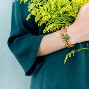 Double round Jade Lotus agarwood beaded bracelet