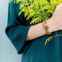 Jade lotus agarwood beaded bracelet