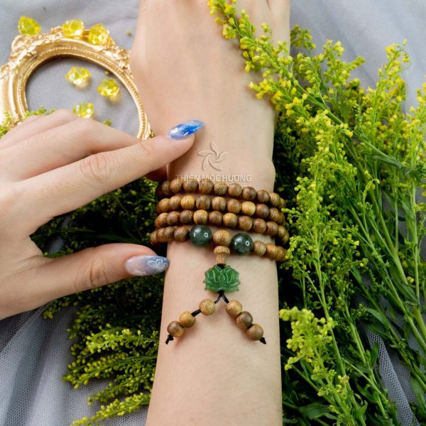 Lotus Seed Wrist Mala with Inlays 21 Beads  Buddha Groove