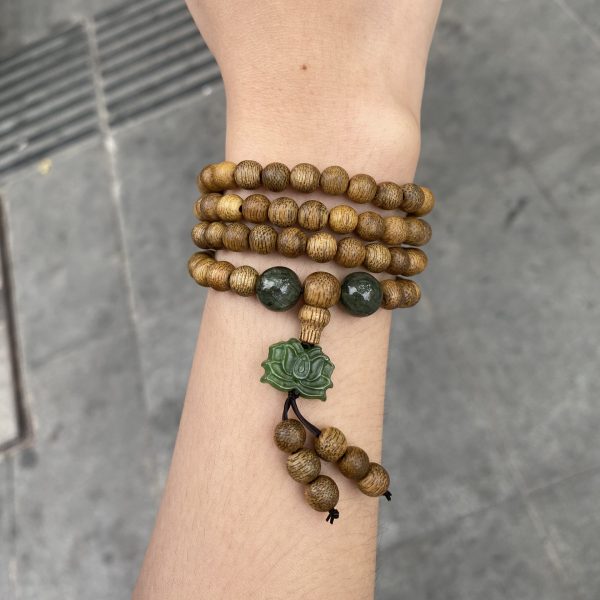 Jade Lotus 108 mala beads bracelet