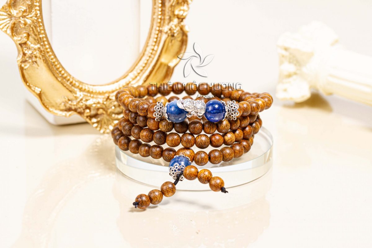 Money frog agarwood 108 mala beaded bracelet