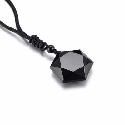 Black quartz stone necklace