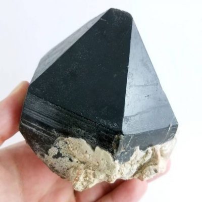 A raw black quartz specimen