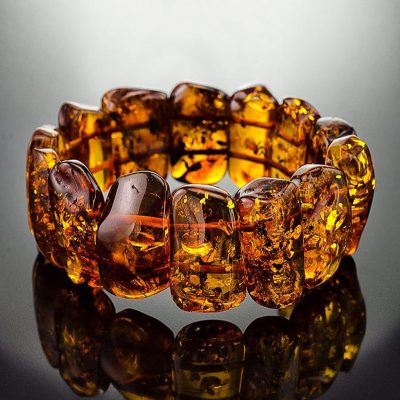 Yellow Synthetic Ambar Amber Stone Bracelet Size 8 Mm