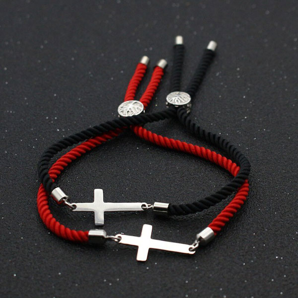 2x Hand made Red rope Christian bracelet with Zinc Cross, made in Beth –  The Bethlehem Nativity Group