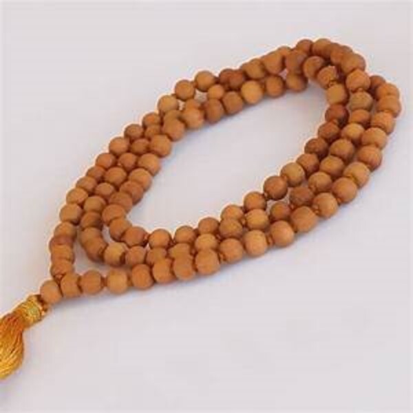 long classic sandal wood necklace