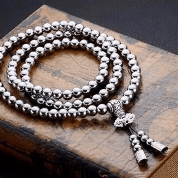 metal mala beads necklace