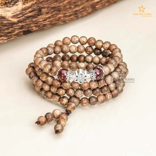 Compatible 108 mala beads Agarwood bracelet - Red - Vietnamese Toc Agarwood - Thien Moc Huong