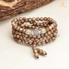 Compatible 108 mala beads Agarwood bracelet - Yellow - Vietnamese Toc Agarwood - Thien Moc Huong