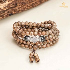Compatible 108 mala beads Agarwood bracelet - Black - Vietnamese Toc Agarwood - Thien Moc Huong