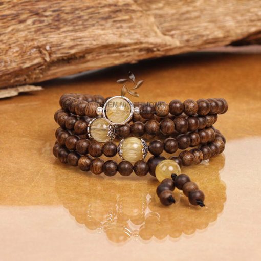 Ngan Tu Ngoc Bao Blonde Quartz - 108 mala beads Indonesia VIP agarwood bracelet