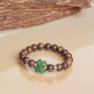 Four-leaf Clover agarwood Indo VIP Jade Agarwood Bracelet