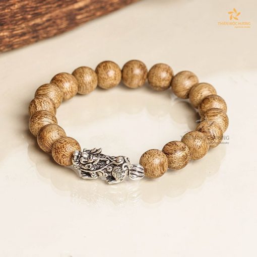 Pixiu agarwood beaded bracelet with silver s925 – Indonesia