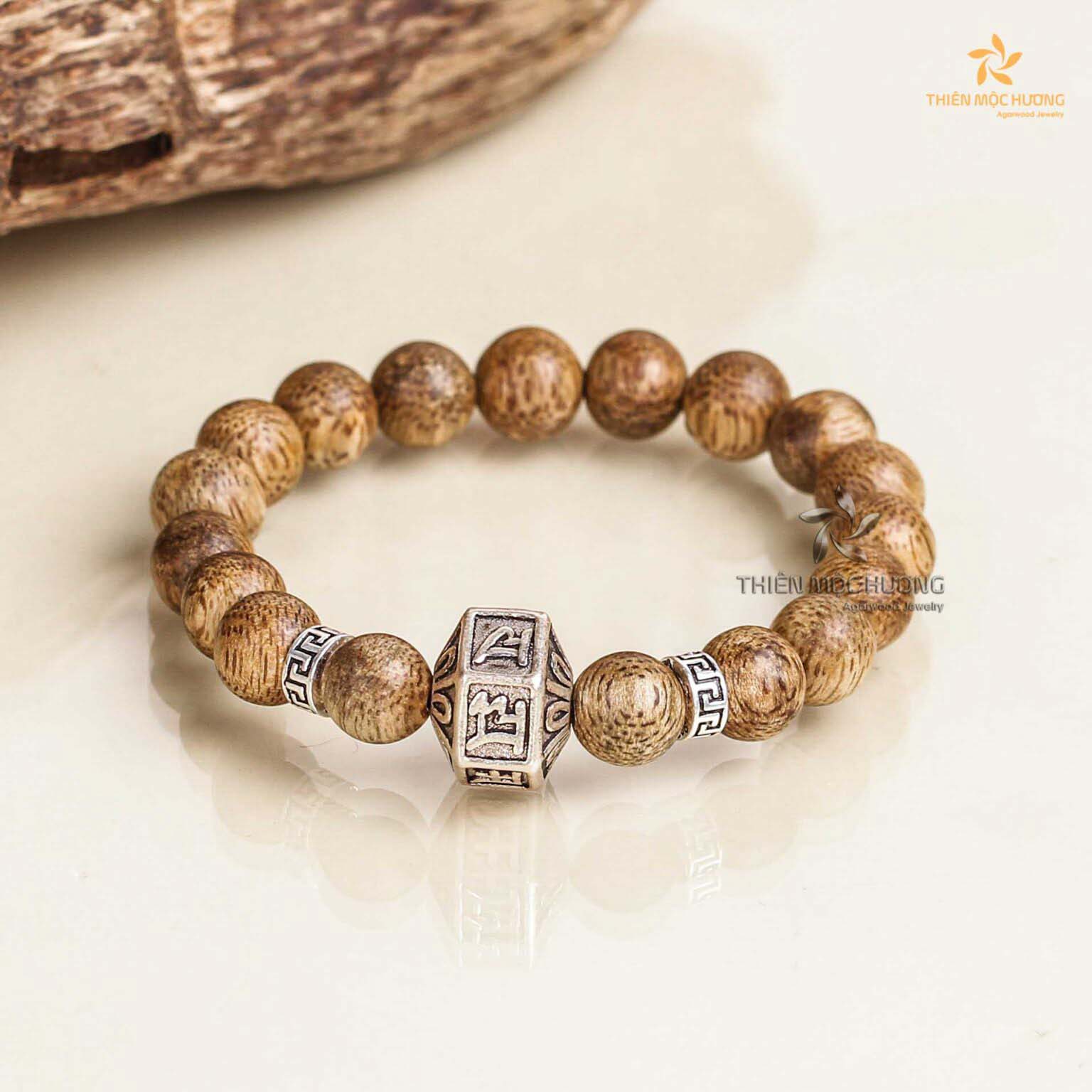 Sanskrit Wheel Agarwood Bracelet - Vietnamese Toc Agarwood