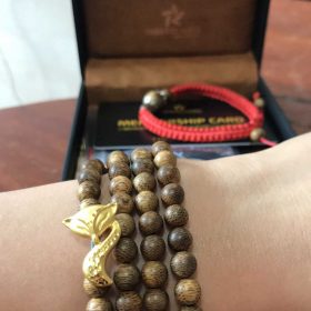 Golden Nine-tail fox 108 mala beads Agarwood bracelet - TMH Agarwood Jewelry