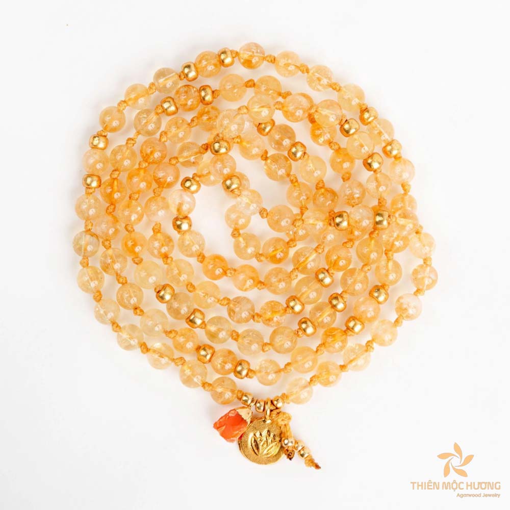 Citrine is a popular choice for mala beads because of its color and meaning.